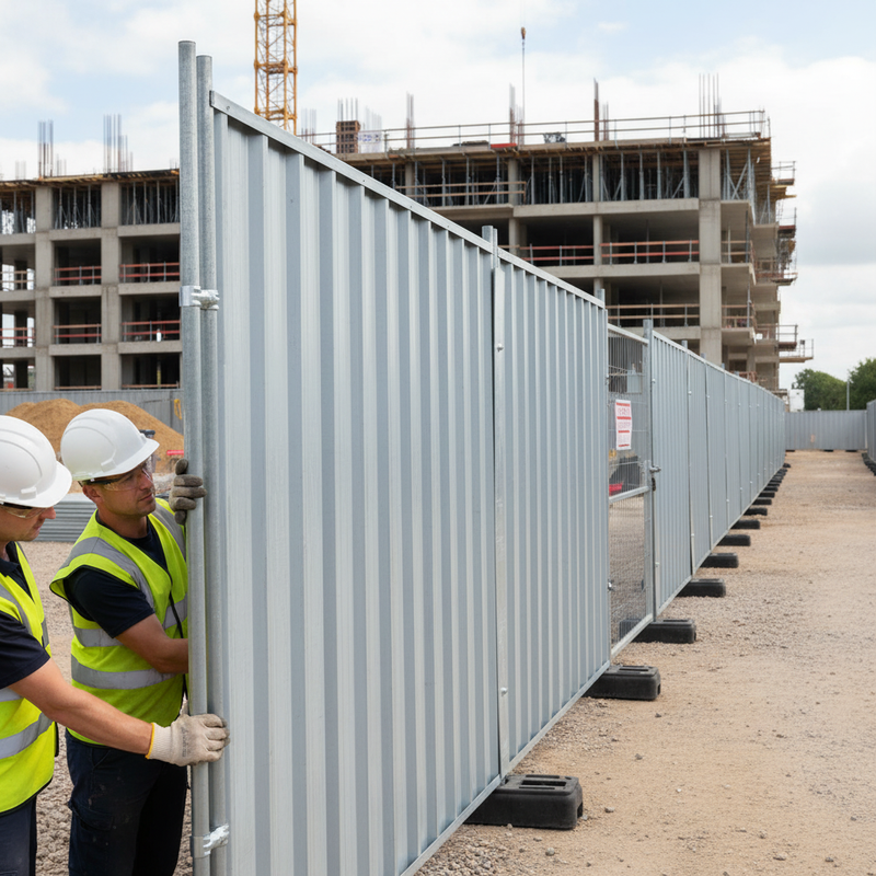 Gray Heavy Duty Galvanised Steel Hoarding Panels for Site Security - 2 Sizes