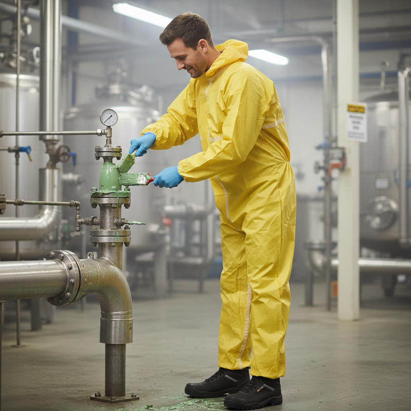 Light Slate Gray Premium Disposable Coverall Microporous Type 4/5/6 - Yellow