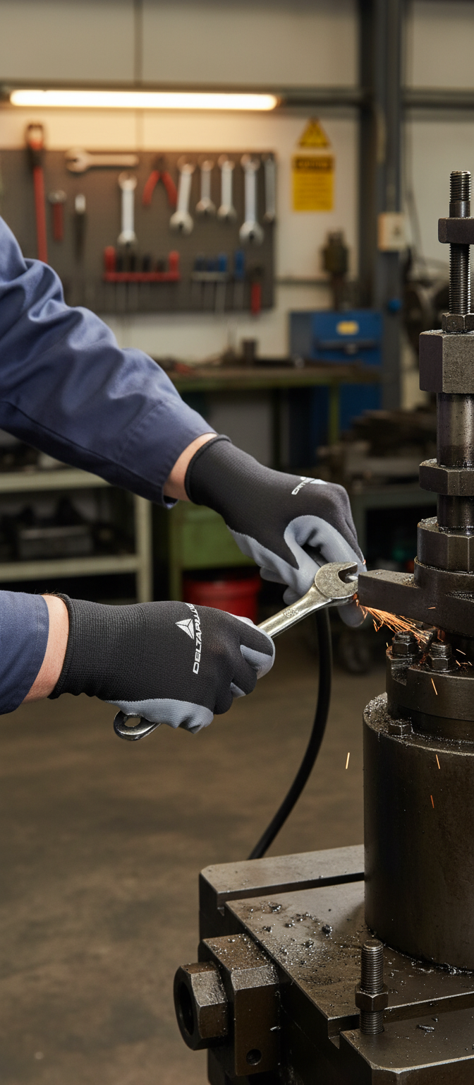 Dark Slate Gray Premium Nitrile Palm Coated Knitwrist Safety Gloves - 12 Pairs