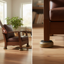 Premium 60mm Dark Wood Effect Non-Slip Furniture Castor Cups for Heavy Furniture Protection - 4 Pack