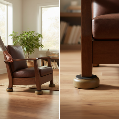 Premium 60mm Dark Wood Effect Non-Slip Furniture Castor Cups for Heavy Furniture Protection - 4 Pack