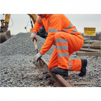 High-Visibility Weatherproof Over Trousers for Rail Workers - Orange