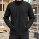 Full Zip Fleece Work Jacket with Recycled Polyester - Black