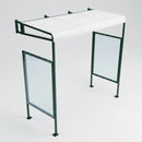 Wall-mounted smoking shelter with polycarbonate roof and steel frame (view 2)