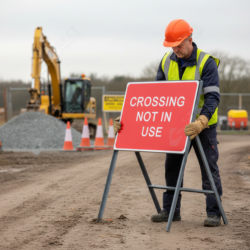 Rosy Brown Premium Crossing Not In Use Metal Sign Face - 600 x 450mm