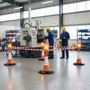 Gray Premium 27m Retractable Cone Barrier Kit with Reflective Lights