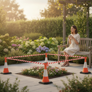 Dim Gray Premium Retractable Barrier Kit with High Visibility Tape