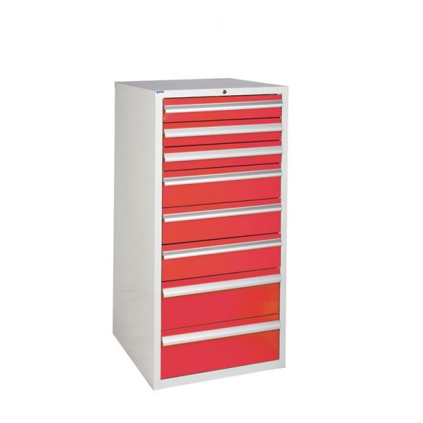 Maroon Euroslide 8 Drawer Cabinet 3x100mm, 3x150mm, 2x200mm