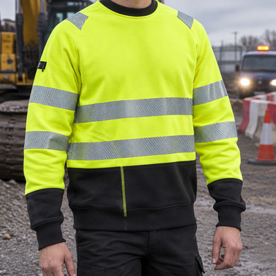 Hi-Vis Class 2 Crew Neck Sweatshirt - Yellow/Black