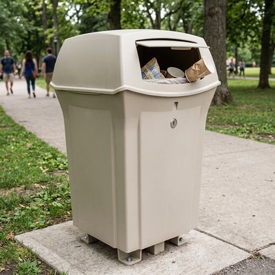 170 Litre plastic litter bin with hinged doors