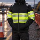 Class 1 High-Visibility Zip Up Hooded Top - Black/Hi-Vis Yellow