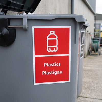 A3 Self-adhesive bilingual Welsh and English bin sign