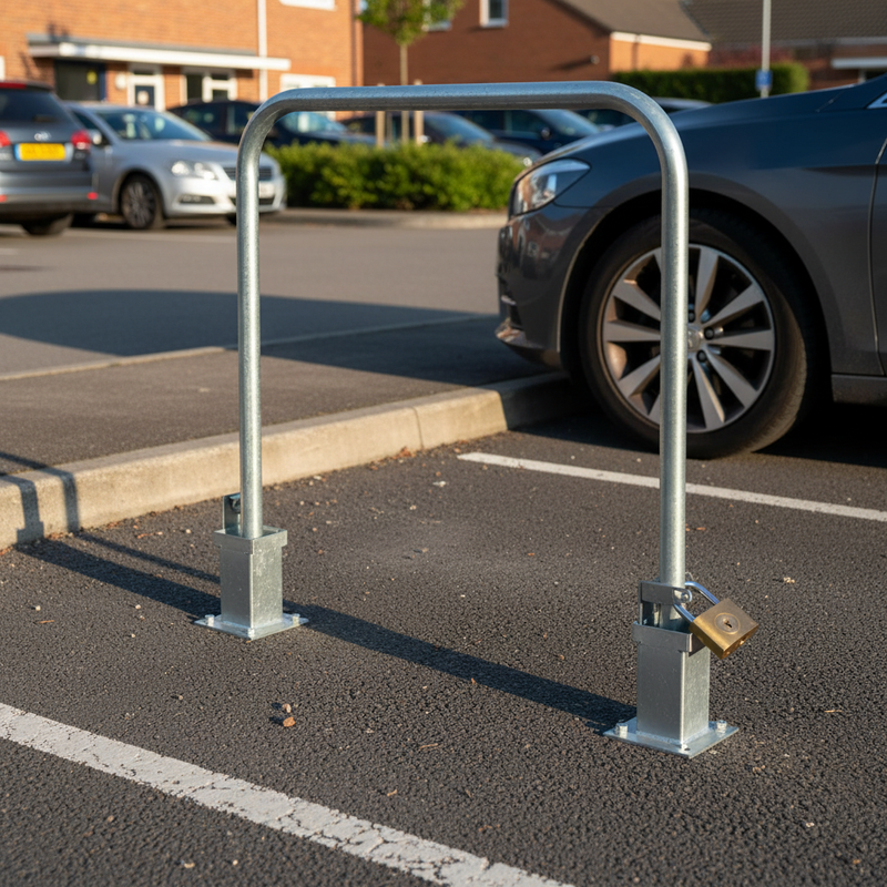 Dark Slate Gray Premium Galvanised Steel Removable Padlockable Hoop Perimeter Barrier - 48mm Diameter