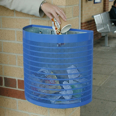 Semi-Circular Open Top Litter Bin 28L – Wall or Post Mount