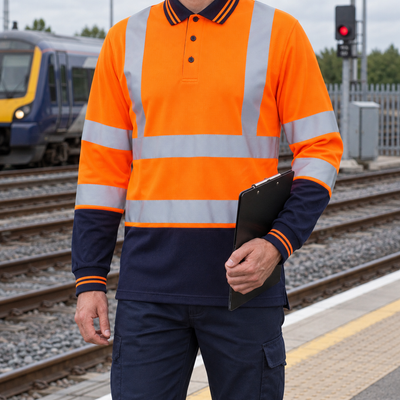RIS-3279-TOM Orange Long Sleeve High Visibility Polo Top