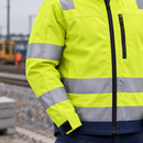 High-Visibility Class 3 Softshell Work Coat - Hi-Vis Yellow/Navy (view 2)