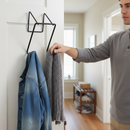 Premium Over The Door Coat Rack with 2 Heavy-Duty Hooks in Matte Black Finish for Space-Saving Home Organization