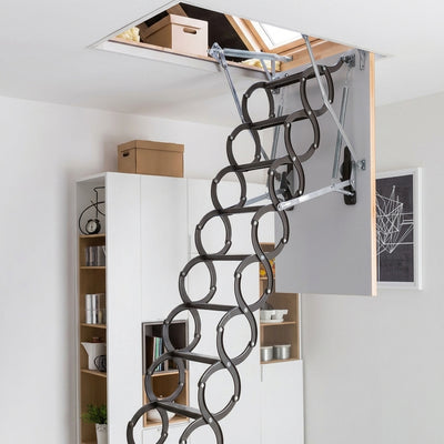Roof Access Concertina Scissor Ladder - Insulated Hatch