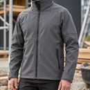 Softshell Work Jacket with Pre-Bent Sleeves - Steel Grey/Black