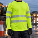 Hi-Vis Class 2/3 Long Sleeve T-Shirt Hi-Vis Yellow/Navy