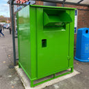 Lockable clothing donation bin 1700L powder-coated steel