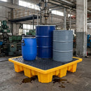 4-Drum Stackable Spill Pallet, 280L Capacity, Polyethylene