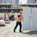 Gray Heavy Duty Hoarding Pedestrian Gate - 2.4m Wide Access Solution