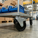 Dark Gray Light Duty Braked Bolt Hole Swivel Castors With Black Plastic Wheel - 50mm to 100mm