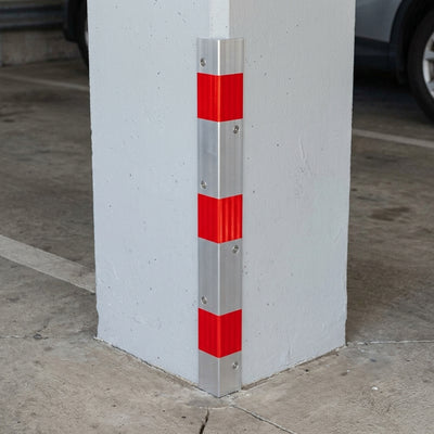 Grey Aluminium Corner Guard 50x50mm with Red Reflective Bands