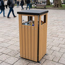 Square Wood-Effect Steel Waste Bin 36L with Galvanised Liner