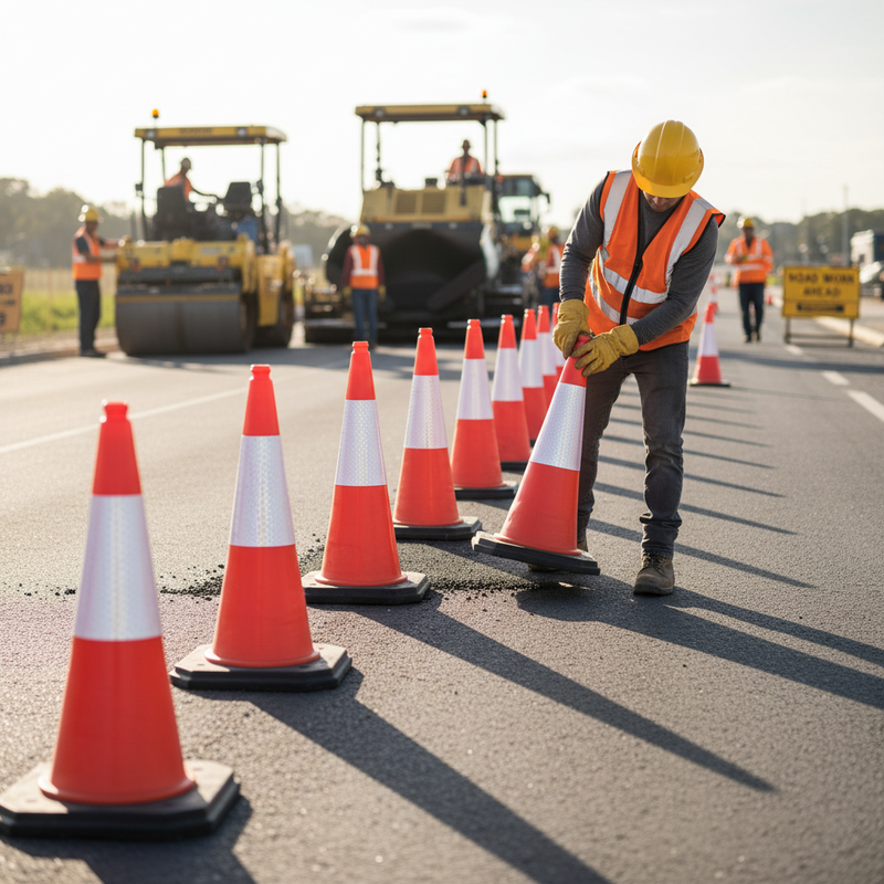 Rosy Brown 750mm 2-Piece Heavy Duty Traffic Cone with High Wind Resistance
