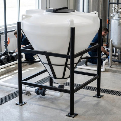 600L 60° Cone Tank, UV Polyethylene, Complete Drainage