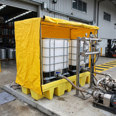 Covered Double IBC Spill Bund - 1140 Litre Polyethylene Pallet