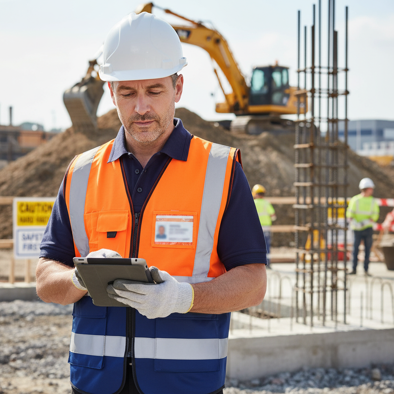 Gray High-Visibility Two Tone Executive Waistcoat with ID Pocket - Orange/Navy Blue