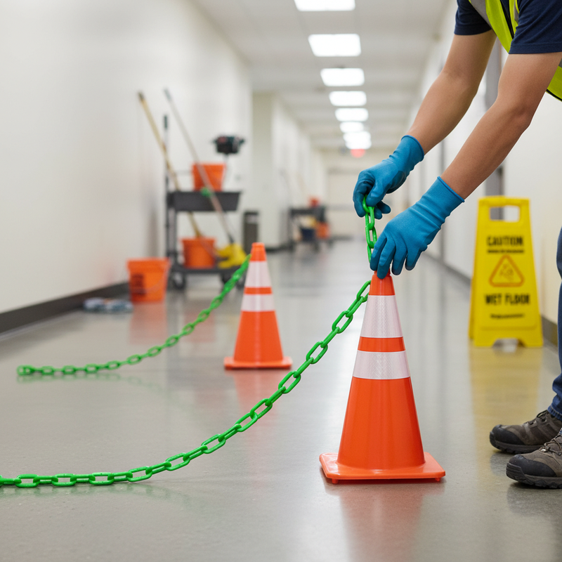 Gray Premium 2.5m High Visibility Green Cone Chain for Safety