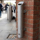 Brushed Aluminium Post-Mounted Cylindrical Cigarette Bin 480 × 80mm