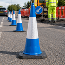 Two-Part Traffic Cone with Reflective Sleeve - 1000mm Blue