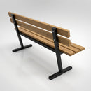 Iroko hardwood slatted bench with backrest, 5-seat (view 2)