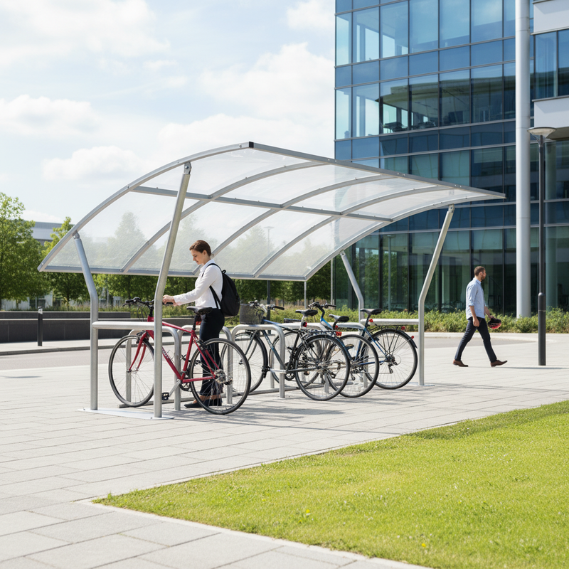 Dark Slate Gray Premium Cycle Shelter with Clear PETG Roof Extension Bay - 2m to 5m