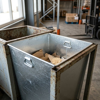 77 litre galvanised steel tapered bin liner with handles