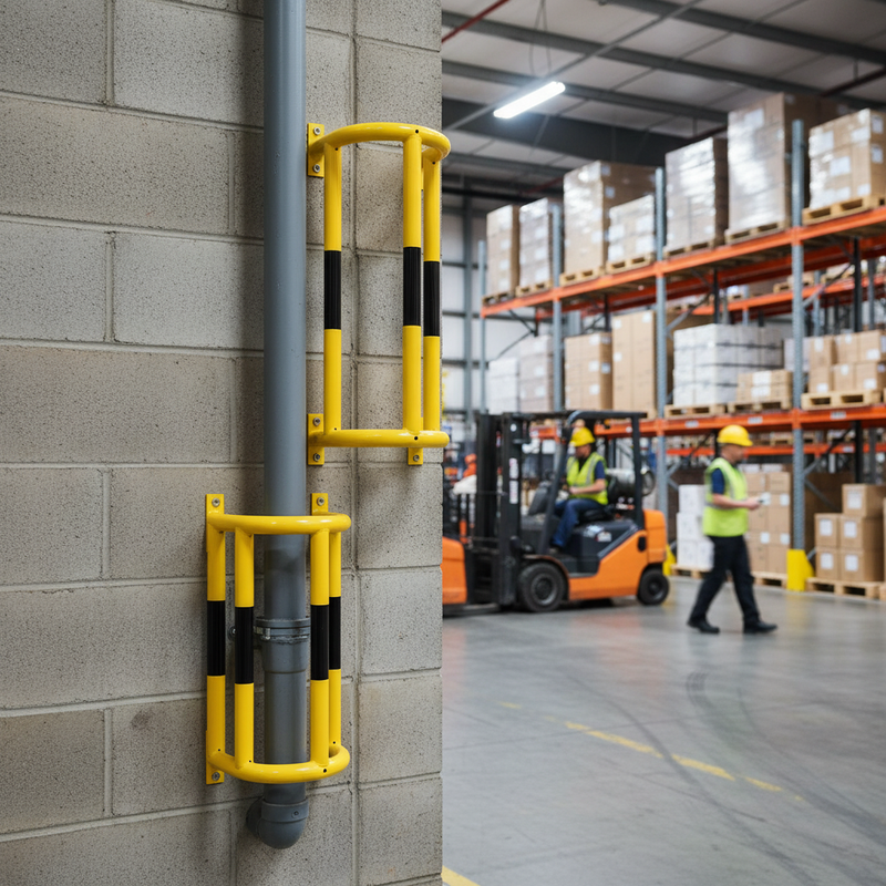 Light Slate Gray Premium Vertical Pipe Protectors - Wall Mounted for Vehicle Safety