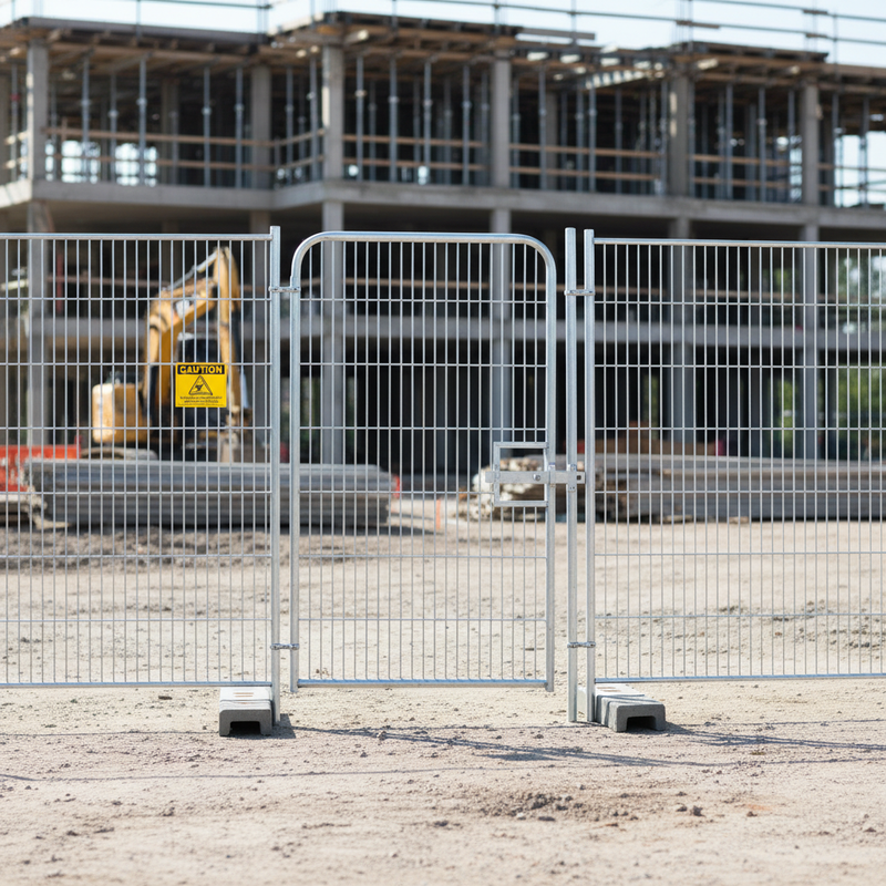 Gray Premium Temporary Fencing Pedestrian Gate - Heavy Duty Access Control