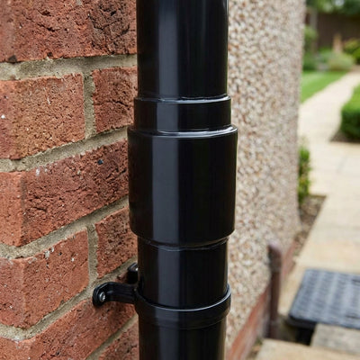 Black Single Downpipe Connector - Gloss Finish
