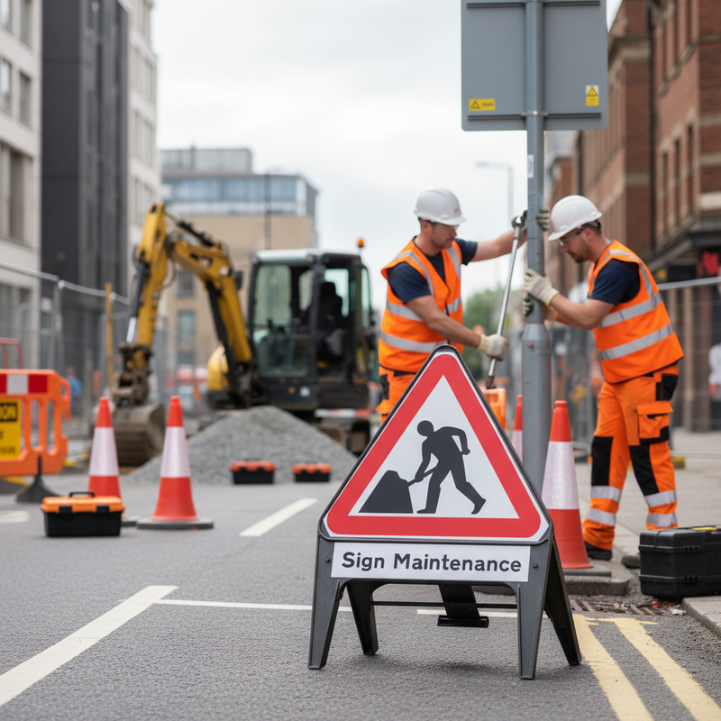Dark Gray Professional Men At Work Sign Maintenance Supplementary Plate 750mm