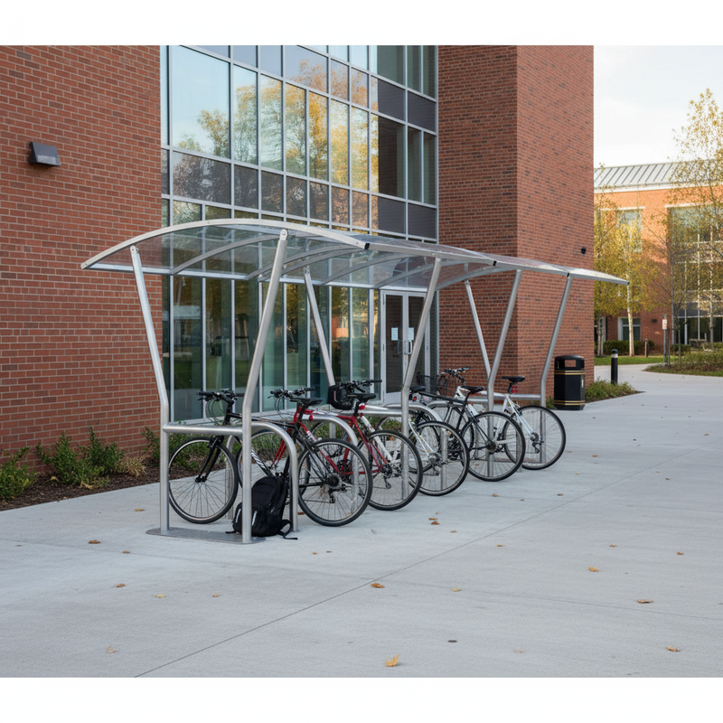 Dark Gray Premium Cycle Shelter with Clear PETG Cladding - 2m to 5m Bays