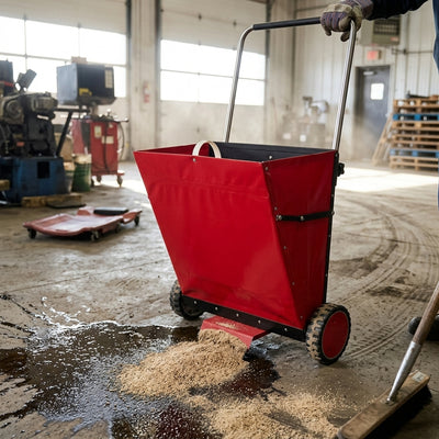 Powder Absorbent Dispensing Cart with Agitator — 750–1300mm Handle