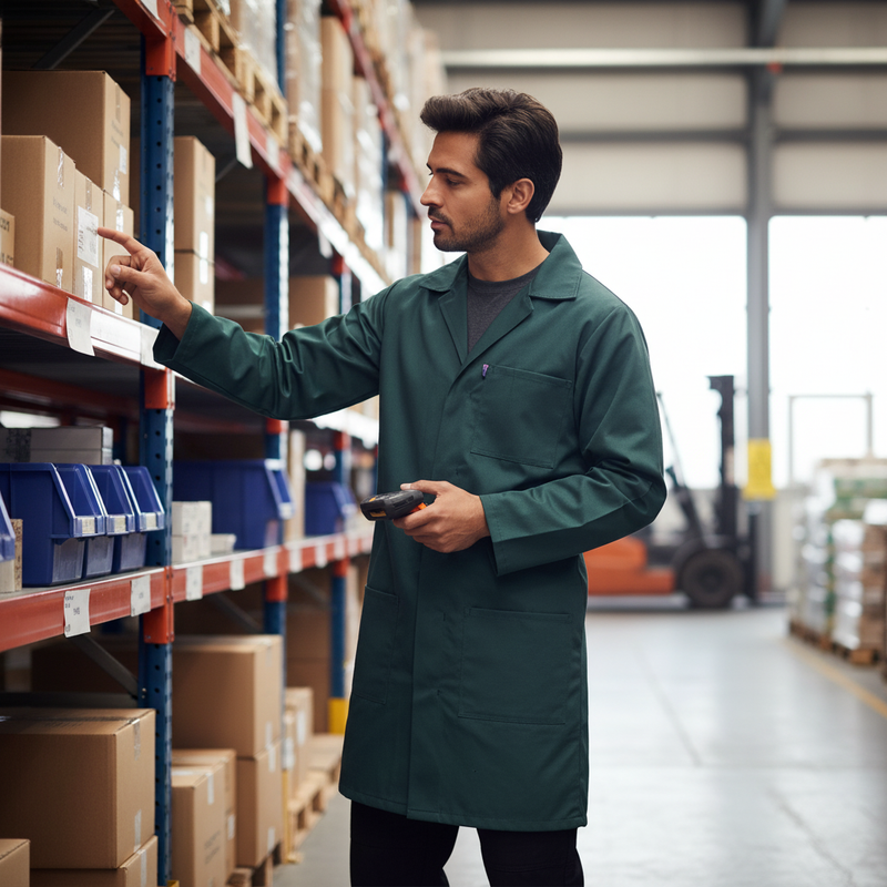 Dark Slate Gray Premium Poly Cotton Warehouse Coat in Spruce Green with Pockets