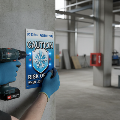 Customizable Ice Warning Flashing LED Safety Sign for Icy Conditions