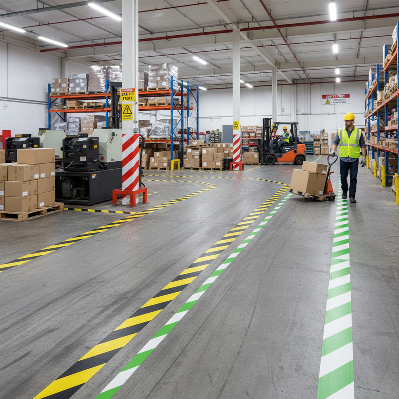 Light Slate Gray Premium Self Adhesive Floor Marking Tape - Striped, Multiple Colours