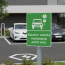Dim Gray Premium EV Recharging Only Point Sign Face - Weather Resistant & Reflective